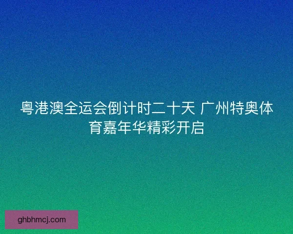 粤港澳全运会倒计时二十天 广州特奥体育嘉年华精彩开启