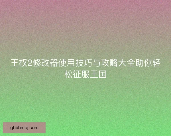 王权2修改器使用技巧与攻略大全助你轻松征服王国