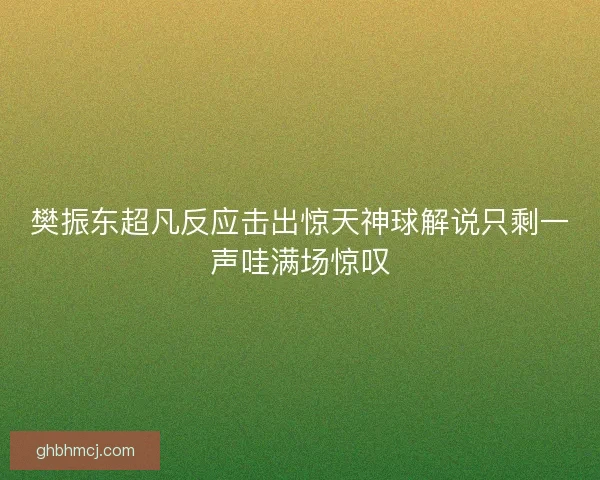 樊振东超凡反应击出惊天神球解说只剩一声哇满场惊叹