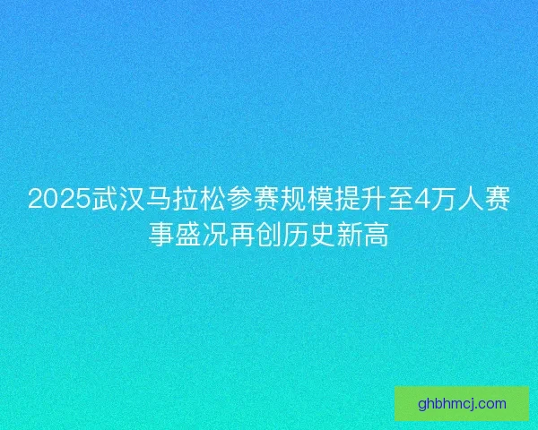 2025武汉马拉松参赛规模提升至4万人赛事盛况再创历史新高